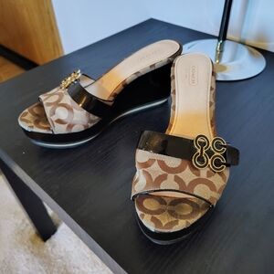 Coach Black and Brown Geri Wedges 8B